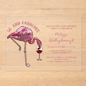 50 and Fabulous 50th Flamingo Birthday Party アクリル招待状 (正面)