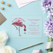 50 and Fabulous 50th Flamingo Birthday Party アクリル招待状 (インサイチュ (ウェディング))