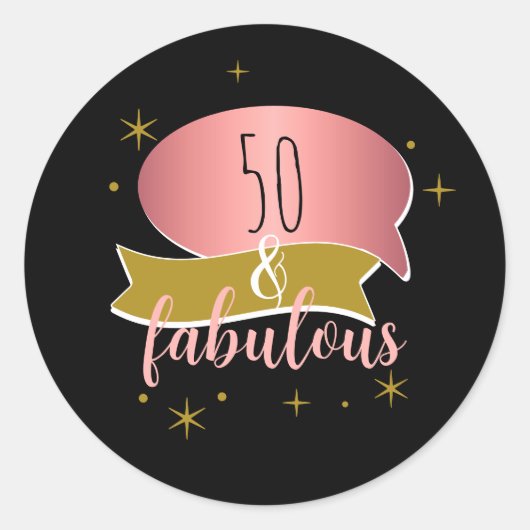 50 and Fabulous Birthday ラウンドシール (正面)