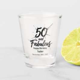 50 and Fabulous Birthday Bursting Modern ショットグラス