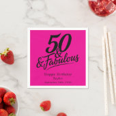 50 and Fabulous Birthday Chic Pink and Black スタンダードカクテルナプキン (インサイチュ)