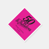 50 and Fabulous Birthday Chic Pink and Black スタンダードカクテルナプキン (角)