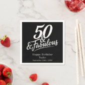 50 and Fabulous Birthday Chic Script Custom スタンダードカクテルナプキン (インサイチュ)