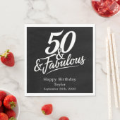 50 and Fabulous Birthday Chic Script Custom スタンダードランチョンナプキン (インサイチュ)