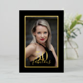 50 and Fabulous Birthday Elegant Photo Black Gold 箔招待状 (立ち正面)