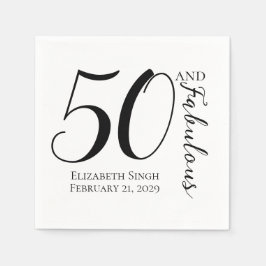 50 and Fabulous Birthday Party Black and White スタンダードカクテルナプキン