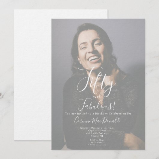 50 and Fabulous Birthday Party Invitation  招待状 (正面/裏面)