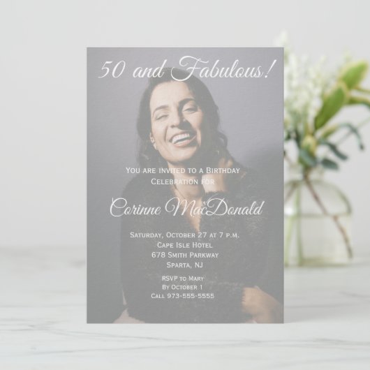 50 and Fabulous Birthday Party Invitation  招待状 (スタンド正面)