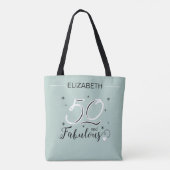 50 and Fabulous Birthday Personalized Name Modern トートバッグ (裏面)