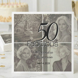 50 and Fabulous Birthday Photo Collage Party スタンダードカクテルナプキン