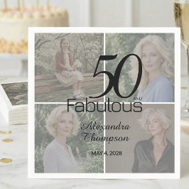 50 and Fabulous Birthday Photo Collage Party スタンダードカクテルナプキン