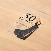 50 and Fabulous Black Birthday Party アクリル招待状 (レイダウン)
