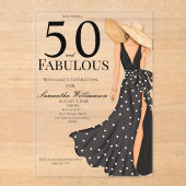 50 and Fabulous Black Birthday Party アクリル招待状 (正面)