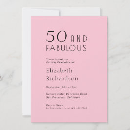 50 and Fabulous Blush Pink 50th Birthday Party 招待状