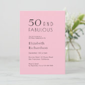 50 and Fabulous Blush Pink 50th Birthday Party 招待状 (スタンド正面)