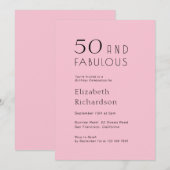 50 and Fabulous Blush Pink 50th Birthday Party 招待状 (正面/裏面)