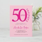 50 and Fabulous Blush Pink Script 50th Birthday 招待状 (スタンド正面)