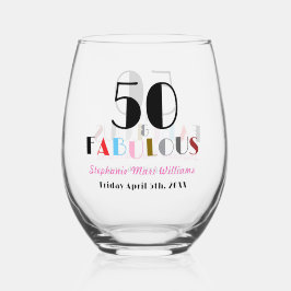 50 and Fabulous Bold Art Deco 50th Birthday Party ステムなしワイングラス