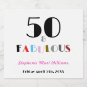 50 and Fabulous Bold Art Deco 50th Birthday Party スパークリングワインラベル (シングルラベル)