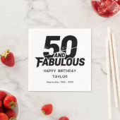 50 and Fabulous Bold Grunge Distressed Black White スタンダードカクテルナプキン (インサイチュ)