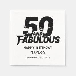 50 and Fabulous Bold Grunge Distressed Black White スタンダードカクテルナプキン