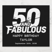 50 and Fabulous Bold Grunge Distressed Custom スパークリングワインラベル (シングルラベル)