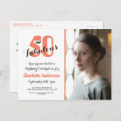 50 and Fabulous Coral Photo 50誕生日Invite. ポストカード (正面/裏面)