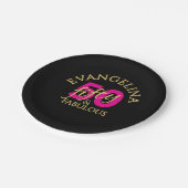 50 and Fabulous Custom Name Fiftieth Birthday ペーパープレート (アングル)