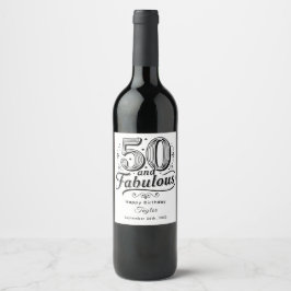 50 and Fabulous Festive Swirls Playful Birthday ワインラベル