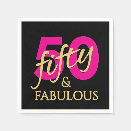 50 and Fabulous Fiftieth Birthday スタンダードカクテルナプキン (正面)
