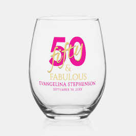 50 and Fabulous Fiftieth Birthday ステムなしワイングラス