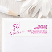50 and Fabulous Fiftieth Birthday Hot Pink Address ラベル (インサイチュ)