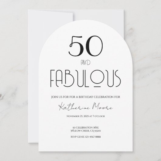 50 and Fabulous Fifty Birthday Invitation 招待状 (正面)