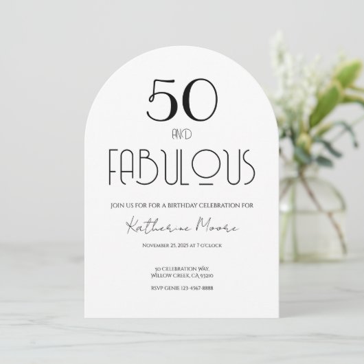 50 and Fabulous Fifty Birthday Invitation 招待状 (スタンド正面)