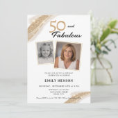 50 and Fabulous Gold 2 Photo 50th Birthday 招待状 (スタンド正面)