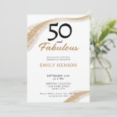 50 and Fabulous Gold 50th Birthday Invitation 招待状 (スタンド正面)