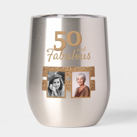 50 and Fabulous Gold Glitter 2 Photo 50th Birthday (背面)