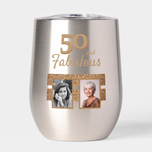 50 and Fabulous Gold Glitter 2 Photo 50th Birthday (正面)
