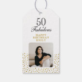 50 and Fabulous Gold Glitter Photo 50th Birthday ギフトタグ (裏面)