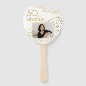 50 and Fabulous Gold Glitter Photo 50th Birthday  ハンドファン (裏面)