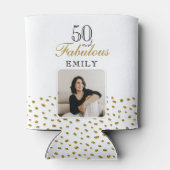 50 and Fabulous Gold Glitter Photo 50th Birthday 缶クーラー (裏面)