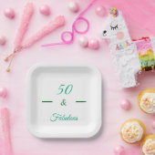 50 and Fabulous Green Birthday Party Plate  ペーパープレート (パーティー)