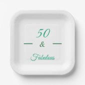 50 and Fabulous Green Birthday Party Plate  ペーパープレート (正面)