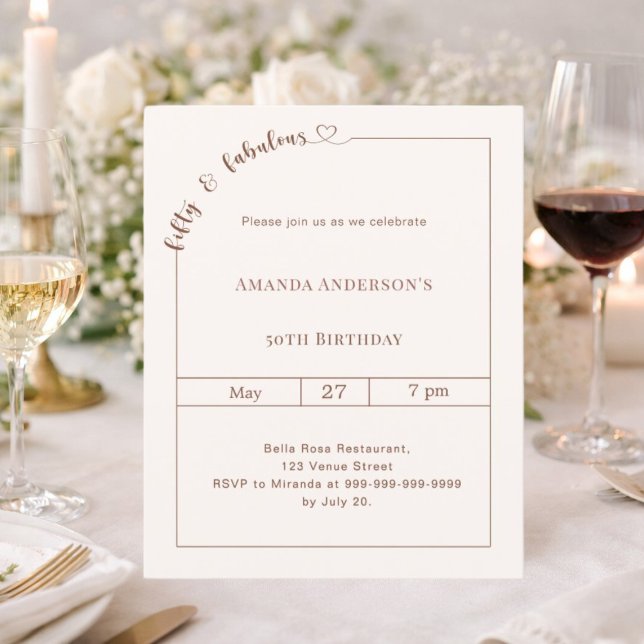 50 and fabulous ivory birthday invitation (クリエイターアップロード済み)