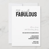 50 and Fabulous Minimal 50th Birthday Party 招待状 (正面)