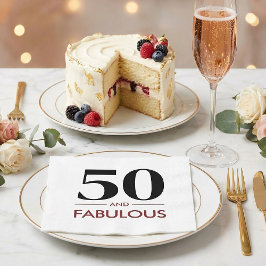 50 And Fabulous Modern Cherry Wine Birthday Saying スタンダードカクテルナプキン