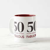 50 And Fabulous Modern Cherry Wine Birthday Saying ツートーンマグカップ (正面左)