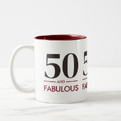 50 And Fabulous Modern Cherry Wine Birthday Saying ツートーンマグカップ (左)