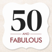 50 And Fabulous Modern Cherry Wine Birthday Saying ペーパーコースター (正面)
