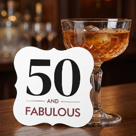 50 And Fabulous Modern Cherry Wine Birthday Saying ペーパーコースター